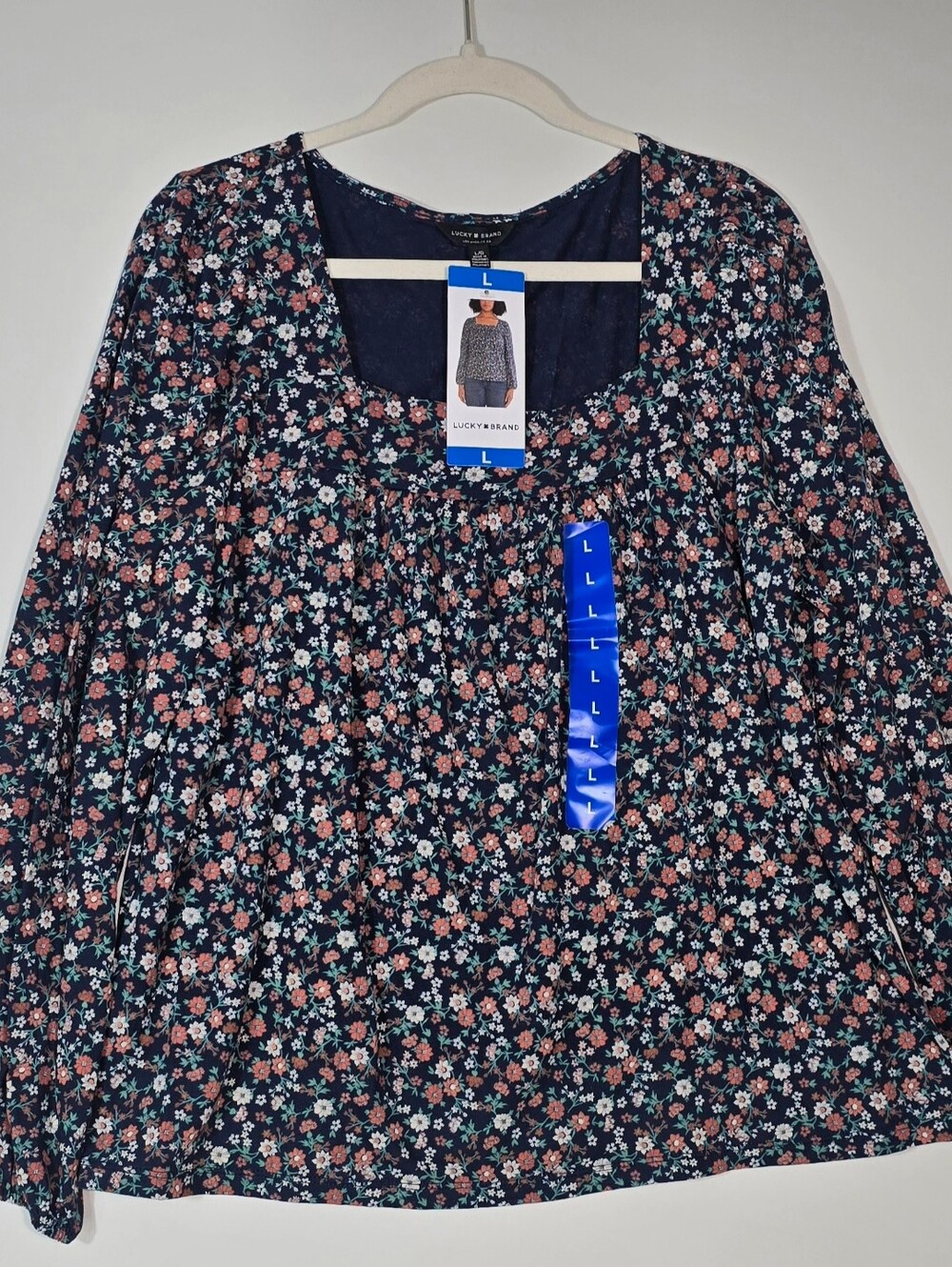 Lucky Brand Navy Floral Scoop-Neck Tunic